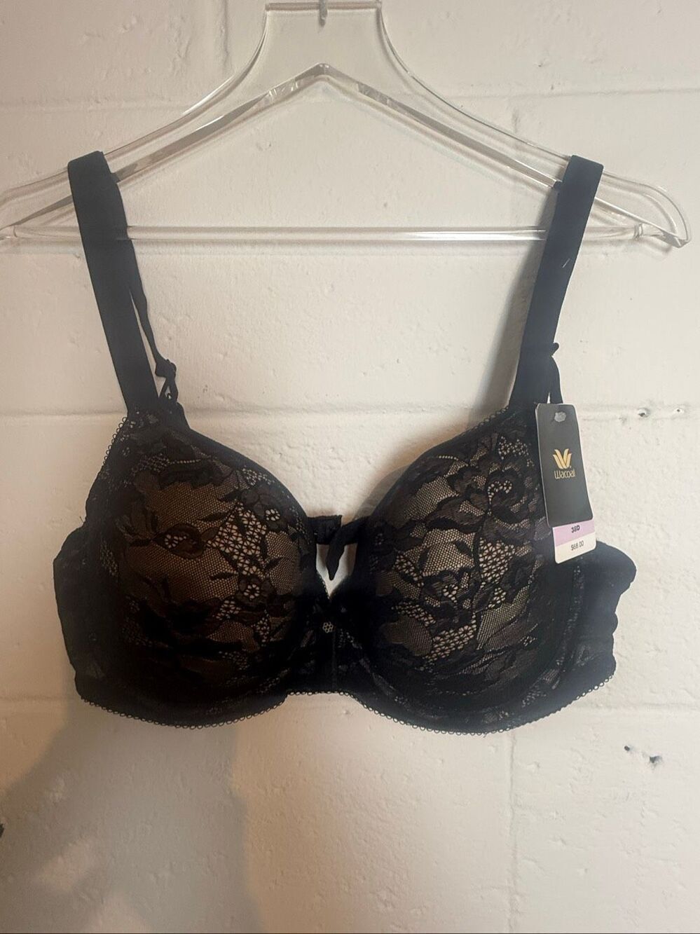 Wacoal Lace Finesse T-Shirt Bra 38D Black Underwire Contour Lace NWT